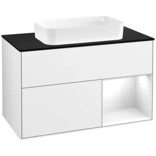 Villeroy und Boch Finion Waschtischunterschrank G662GFGF 100x60,3x50,1cm, Regal rechts Glossy white lacquer, Glossy white lacquer