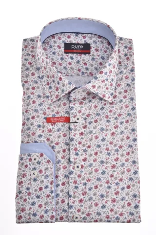 pure - PURE- City Hemd slim fit Langarm rot - Gr. - L