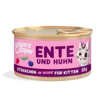 Edgard & Cooper Nassfutter Katze Kitten Stückchen in Soße Ente und Huhn 36x85 g