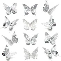 TUWENA 3D-Wandtattoo 48 Schmetterlinge Deko, Schmetterlinge Aufkleber Dekoration Wandtattoo, Abnehmbare Schmetterling Wandaufkleber 48 Stück, 4 Stile, 3 Größen
