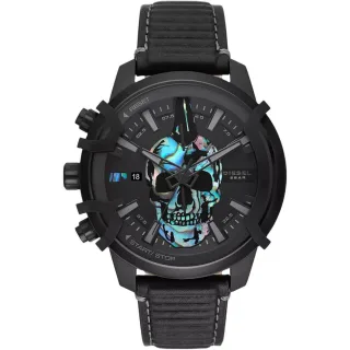 Diesel DZ4576 Griffed Chronograph Schwarz Leder Uhr