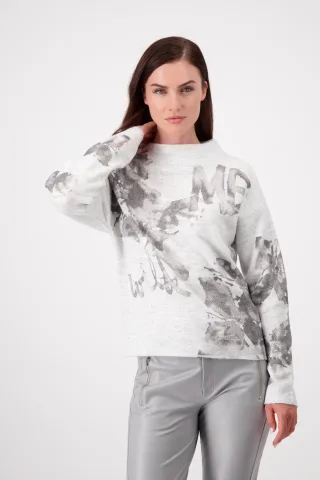 monari - Pullover mit Fischgrätmuster cloud melange - Gr. - 46