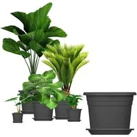 BigDean Blumentopf mit Untersetzer Kunststoff rund (Set, 5 St., Pflanztopf + Untersetzer), Blumentopf, Pflanztop, mit Untersetzer, Wetterfest, Hochwertig