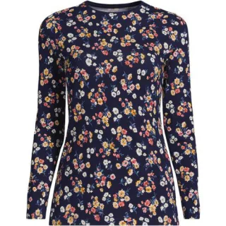 Shirt aus Baumwolle/Modal-Mix mit Rundausschnitt, Damen,  Blau, Elasthan/Baumwolle Modal, by Lands' End