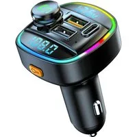 Senmudi Bluetooth 5.0 FM Transmitter für Auto Ladegerät USB KFZ-Transmitter Auto-Adapter, Kompatibel mit iPad/iPhone/MP3/4/PSP/Camera, aufladbar