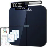 Healthkeep Körper-Analyse-Waage Smartwaage mit 8 Elektroden 56 Präzise Körpermessungen WiFi /Bluetooth, ITO-Panel USB-C Aufladung, App für Android & iOS, bis 180 kg /400 lb, 30x30 cm