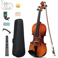 LALAHO Violine Geige 3/4 Violinenset 3/4 Komplettset mit Zubehör für Anfänger, Einsteiger/Schülerinstrument, inkl. Bogen, Koffer, Kolophonium