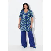 Ulla Popken Longshirt Slinky-Longshirt A-Linie V-Ausschnitt Halbarm