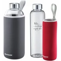 WESTMARK Trinkflasche 2 Stk, aus Glas, 0,55l + 1,0l, inkl. Cover, Viva, Set bestehend aus zwei Flaschen und zwei Covern
