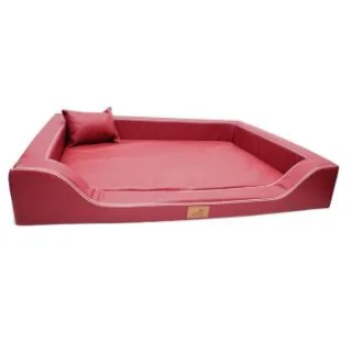 Tierlando MELODY LATEX - Orthopädisches LUXUS-Hundebett mit Anti-Haar Kunstleder dunkelrot 85 cm, 22 cm, 60 cm