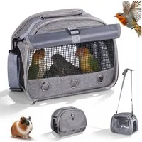 BlingBin Tiertransporttasche Transportbox Tragbarer Vogelkäfig Haustier-Reisetasche Faltbar bis 7 kg, mit Schultergurt Atmungsaktiv Leicht Für Kleine Hunde Katzen Vögel