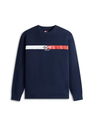 Tommy Jeans - Sweater mit Logo-Streifen blau - Gr. - XL