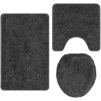 vidaXL Badematte Anti-Rutsch Badematten-Set 3 stk. Dunkelgrau 50 x 80 cm PP, Höhe 0.2 mm, Polypropylen