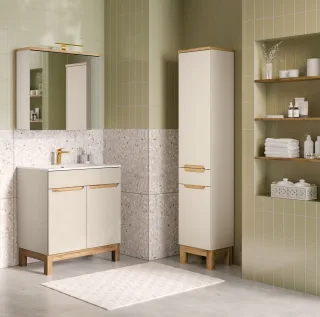 Badmöbel Set 3-tlg Badezimmerset DEVI Cashmere Schrank 80cm inkl. Waschtisch ...