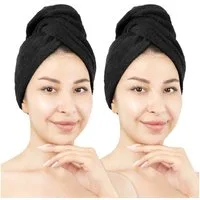 HAMMETEX Turban-Handtuch 2er Set Haarturban Damen, 100% Baumwolle, Flauschig & Schnelltrocknend, Frottier (Set, 2-St), Uni-Farben, weich