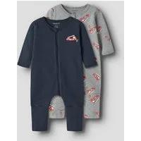 Name It Schlafanzug NBMNIGHTSUIT 2P ZIP FF FIRETRUCK NOOS (Packung, 2 tlg) aus Baumwolle, bequeme Passform, mit Reißverschluss und Kinnschutz