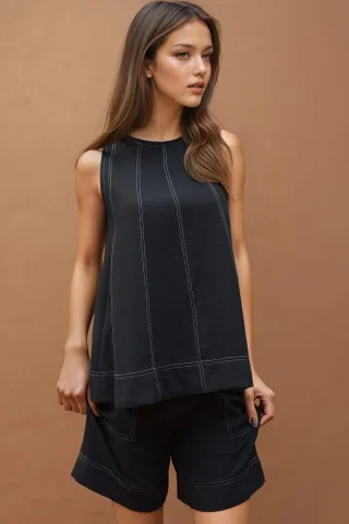 Stitch-Detail Relaxed-Fit Ko-Ord Set
