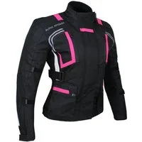 Alpha Speeds Motorradjacke Damen Motorrad Textil Jacke Biker wasserdicht Jacke mit Protektoren (Innenjacke ist trennbar: All Season) Reflektierende Elemente, SLIM, Pink