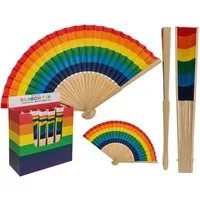 LK Trend & Style Handfächer 2x Bambus, Regenbogen Fächer, (21 cm, Bambus, 2-tlg., Wann immer es zu heiß wird), der Ventilator aus der Handtasche