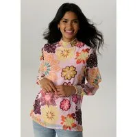 Aniston SELECTED Chiffonbluse mit Blumendruck und Smokbündchen