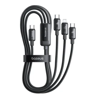 Baseus CB000189 60W Type-C to Type-C+Type-C+iP Cable Fast Charging Data Transmission Tinned Copper Core Line 1.1M Long f