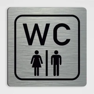 WC Hinweisschild - Damen Herren WC Schild silber gebürstet