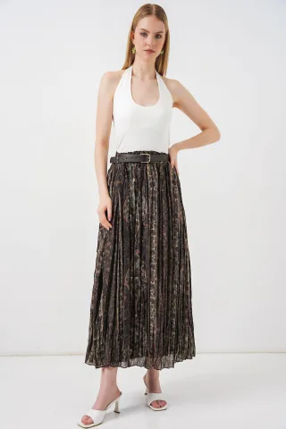 Hochtaillierter Paisley-Midi-A-Linien-Rock