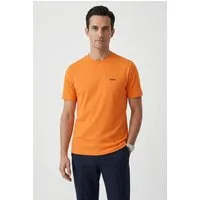 BOSS GREEN Rundhalsshirt Tee Regular Fit Stretch Jersey Cotton, Logo on Chest, Rundhals