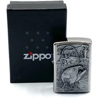 Zippo Feuerzeug Angler Fisch Angel Fan Bass Fishing Emblem Sturmfeuerzeug
