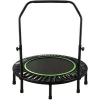 FOXSPORT Fitnesstrampolin Faltbar mit 3-stufig Höhenverstellbarer Haltestange, Ø 120 cm, Inclusief Beschermrand & Anti-Slip Grijpstang, Max. 100 kg