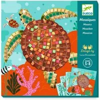 DJECO Kreativset Bastelpackung Mosaike Karibik Meerestiere Metallic Optik