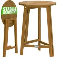 Casaria Stehtisch Akazie (1-St), Hartholz Klappbar 110cm Hoch Ø80 cm Rund Rustikal Indoor Outdoor