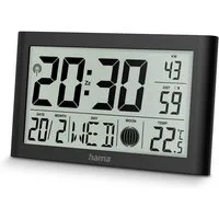 Hama Funkwanduhr Digitale Funkuhr "Martinique ", Schwarz (Tischuhr mit Thermometer)