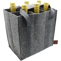 UNUS HOME Flaschenkorb Flaschenhalter 6er Filz, 0.75 l, Flaschenträger Filz anthrazit, robust und modern Flaschentasche