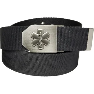 Einsatzgürtel mit Rettungsdienst-Emblem und Flaschenöffner an der Schnalle in schwarz OHNE Geschenkdose