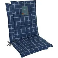 LILENO HOME Hochlehnerauflage Gartenstuhl Auflage, bequeme Sitzauflage für Gartenmöbel, Stuhlkissen, (2 St., 2er Set), Polsterauflage Yacht-Karo Dunkelblau, Sitzpolster für Klappstühle
