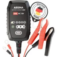 ABSINA Motorradbatterie Ladegerät - Motorrad Erhaltungsladegerät für 6V & 12V Autobatterie-Ladegerät (800 mA, 1-tlg)