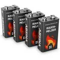 ABSINA 4x Rauchmelder Batterie 9V Block - Alkaline Batterien Blockbatterien Batterie, (1 St)