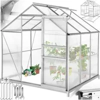 tectake Gewächshaus Treibhaus aus Aluminium mit Fundament, UV-beständig, 0,40 mm Wandstärke, Set, 185 x 190 x 195 cm, 5,85 m³