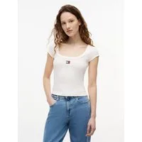 Tommy Jeans Kurzarmshirt TJW SLIM RIB BADGE TEE EXT Baumwollmischung, slim fit, in gerippter Struktur