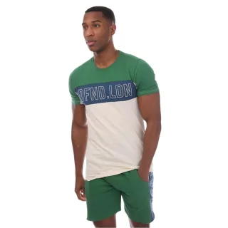 DFND London - T-Shirt für Herren, Logo (Steinfarben/Grün bedruckt)