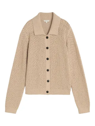 Tom Tailor - Strickjacke mit Kragen braun - Gr. - M