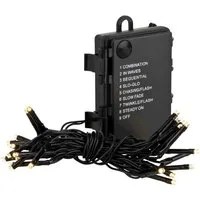 Linder Exclusiv GmbH LED-Lichterkette, Batterie für Außen 3,4 m 8 Funktionen Timer schwarz