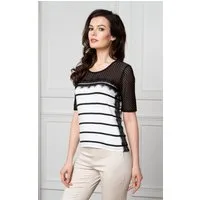Passioni T-Shirt mit Streifen und Spitzendetails