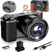 Fine Life Pro 64MP Digitalkamera für Einsteiger mit 4K Video – Kompaktkamera Kompaktkamera (2 Akkus + Lederhülle Perfekt für Reisen, Vlogs & Familienfotos)