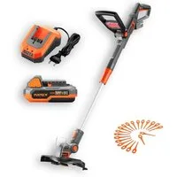 FUXTEC Akku-Motorsense FX-E1RT20-SET, 25 cm Arbeitsbreite Messer, 250 mm Arbeitsbereich, Trimm- und Kantenschneidfunktion