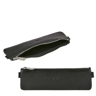 Stiftemäppchen übersichtliches Fach Leder schwarz 19x6cm | Sonnenleder Schreibetui. Ein schlichter Organizer für Büro und Business-Termine.