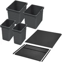 SO-TECH® Mülltrennsystem eins2vier KB 600 mm, Seitenstärke 16 mm Höhe 250 mm, 2x 7L, 2x 15L, 1x 60er Bodenplatte, 1x 60er Deckelplatte