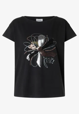 MORE & MORE - T-Shirt mit Pailletten schwarz - Gr. - 36