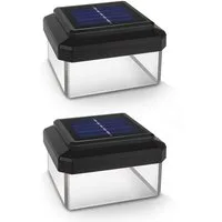 GreenBlue LED Gartenleuchte Solarmastleuchte für Zaun Outdoor geeignet, LED fest integriert, Warmweiß, solarbetriebene LED Gartenlampe für Garten und Zaun wetterfest